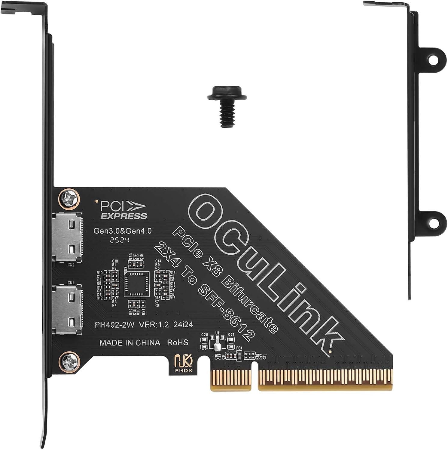 GINTOOYUN PCIe X4 4.0 Oculink SFF8611&8612 Expansion Card External USB SSD External Graphics Card for U.2 SSD eGPU External Graphics Card
