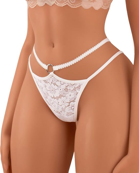 Banamic Women's Glitter Underwear Breathable Strappy Lace Sexy Underwear Panties