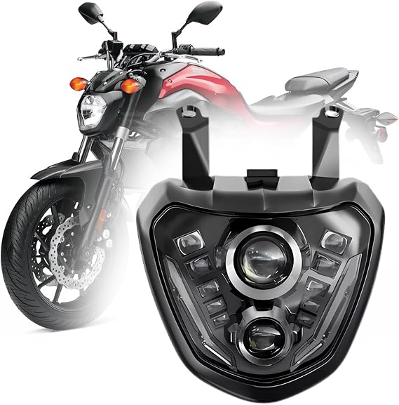 Projector LED Headlight Assembly for Yamaha FZ-07 MT-07 2014 2015 2016 2017 LED Headlights Assy High Beam & Low Beam with DRL Accessories (Pack of 1)