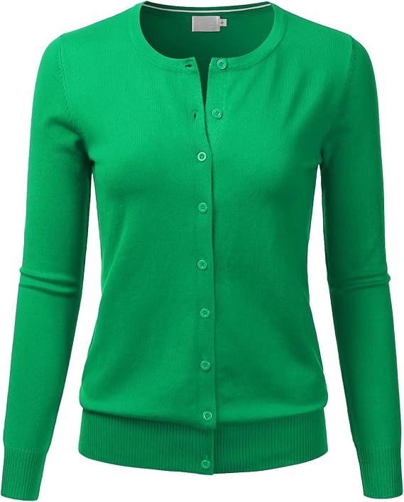 LALABEE Women's Crewneck Long Sleeve Button Down Knit Cardigan Sweater (S-XXL)