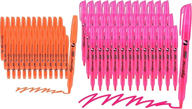 Highlighters 36 Pack, Chisel Tip Orange and Pink