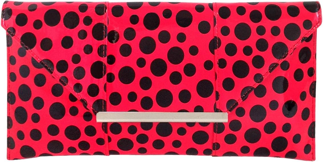 JNB Polka Dot Patent Envelope Clutch
