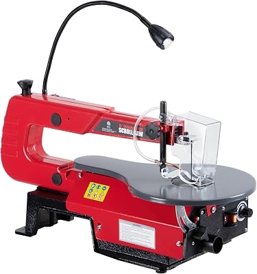 Hipicute 16-Inch Variable Speed Scroll Saw with Tilting Worktable 0-45°, LED Light & Dust Port – Ideal for Woodworking, Crafting, and Precision Cutting