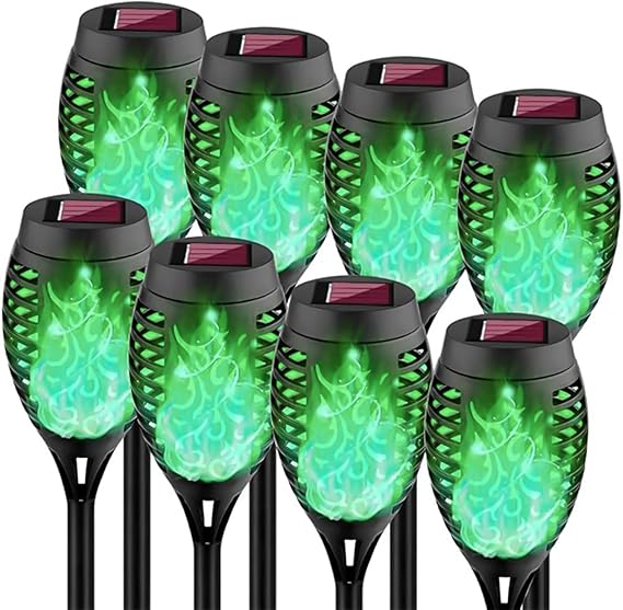 Swingers Solar Lights Outdoor,Halloween Solar Torch Lights with Flickering Flame,Waterproof Outdoor Garden Lights for Outside Patio Pathway Yard Decorations(8, Green)
