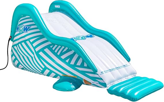 WOW Sports Wiggler Inflatable Sprinkler Slide with Center Bump | A backyard lawn water slide with zigzag sprinklers. Tear-resistant PVC lane for slip-and-slide runs; hooks to a garden hose.