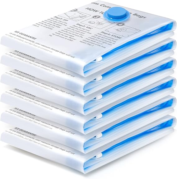 BoxLegend Vacuum Storage Bags Space Saving Bags 6M 70x50cm Vacuum Bags Double Zipper Seal & Leak Valve Travel Essentials Reusable for Clothes Pillow Comforters Bedding