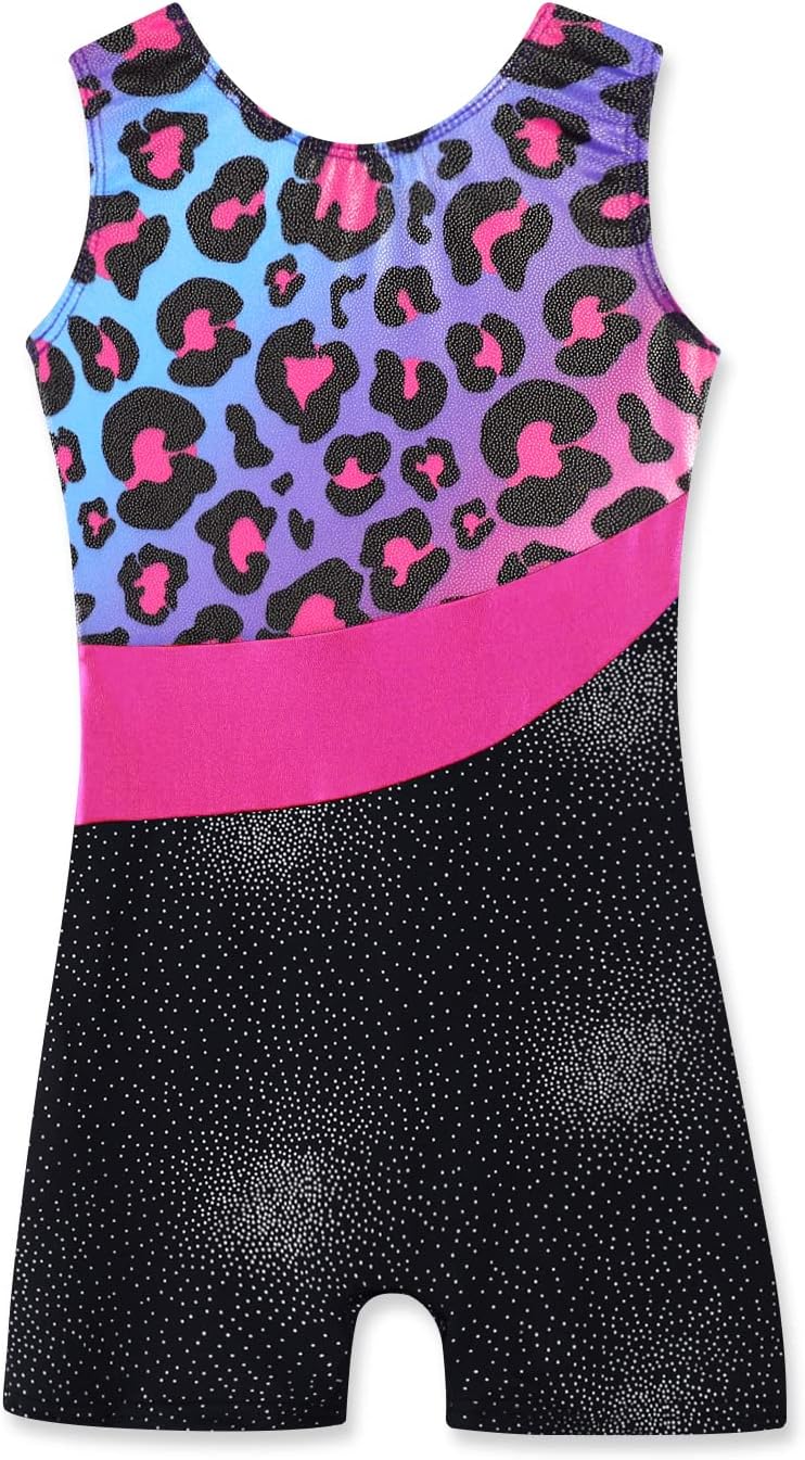 XiaoMoSha Gymnastics Leotards for Girls Sleeveless Dance Unitards Ribbon Sparkle Leotard Gymnastics Athletic for Little Girls 3-14 Years