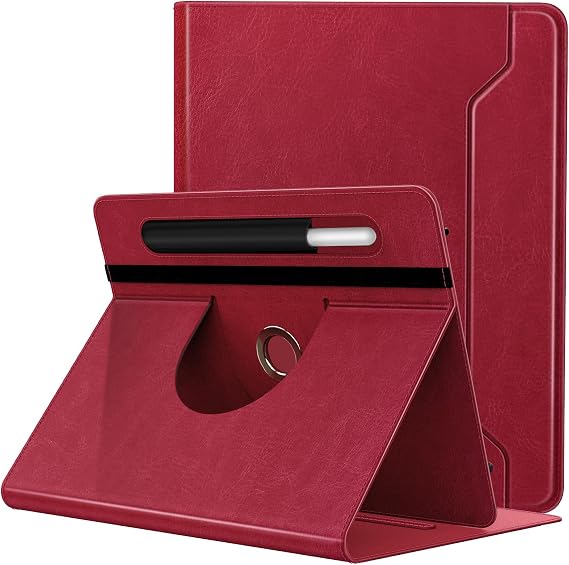 TiMOVO Universal Rotating Case for 11 Inch Tablet, Vintage Red