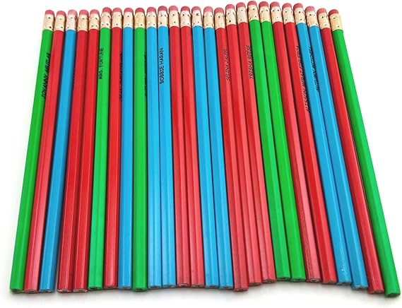 GRAPHITE Hexagon Misprint Pencils - 2 HB Lead, Multicolored Wood Designs, Unsharpened with Eraser - Ideal for Home, School and Office - Box of (144) Pcs