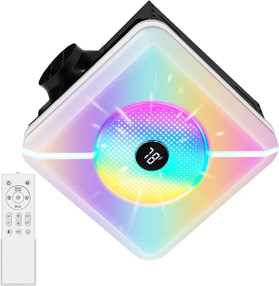 Ultra Quite Bathroom Exhaust Fan with Light, 230CFM, 1.0 Sones, 6500K, 1000LM, Easy Install, Energy Efficient, 10x10 Mount Ceiling Ventilation Fan (6000K RGB-B)