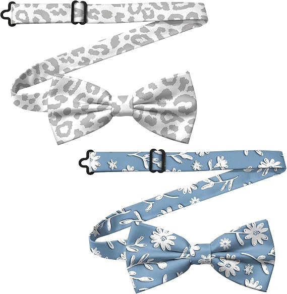 2PC Bow Ties Pre Tied Bowties Adjustable for Party Leisure Wedding Men Women Girls Cute