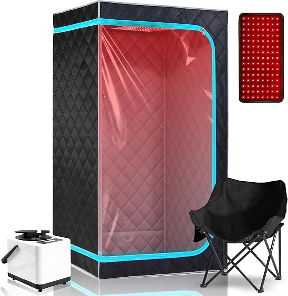 Portable Steam Saunas,Full Body Steam Sauna Box with 3L Steamer Pots for Home Spa,Sauna Tents 16 Levels 99 Minutes with Remote Control,Foldable Chair 33.8''x 33.8''x 65.74''