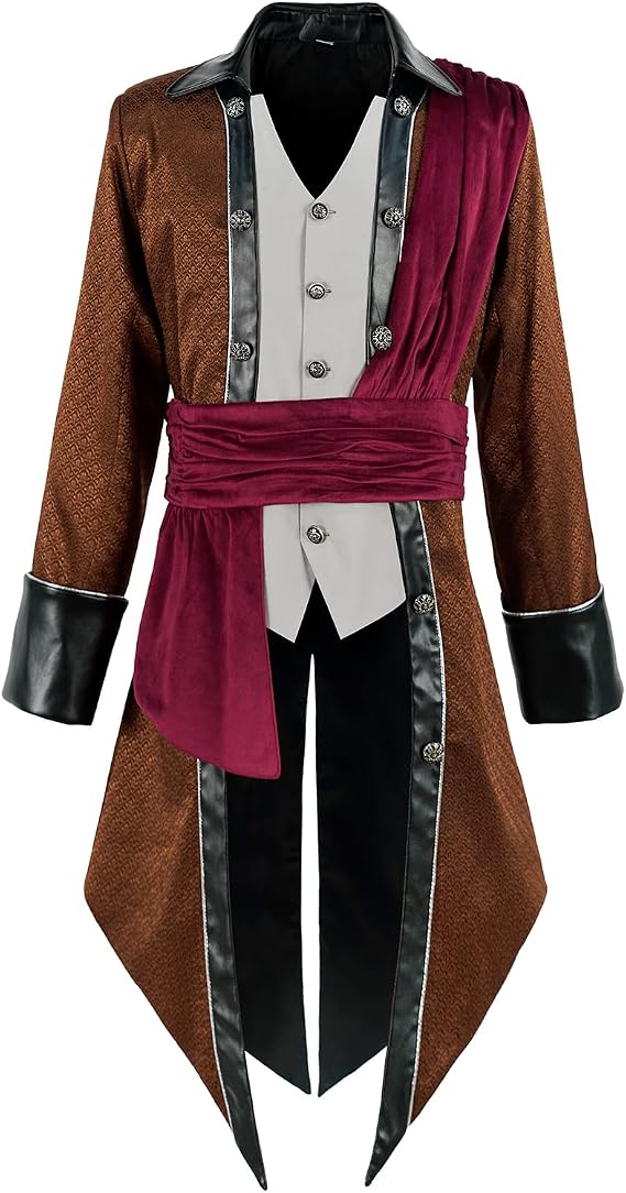 Mens Medieval Steampunk Jacket Pirate Viking Renaissance Coat