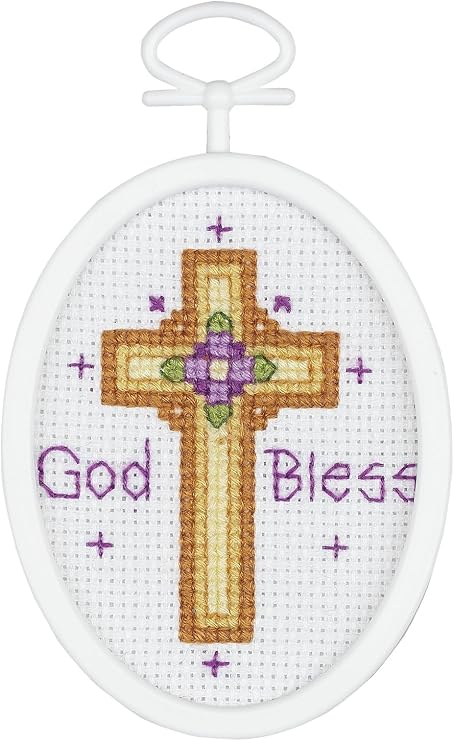 Janlynn 18 Count Oval Mini Counted Cross Stitch Kit, 2-1/2-Inch, Cross