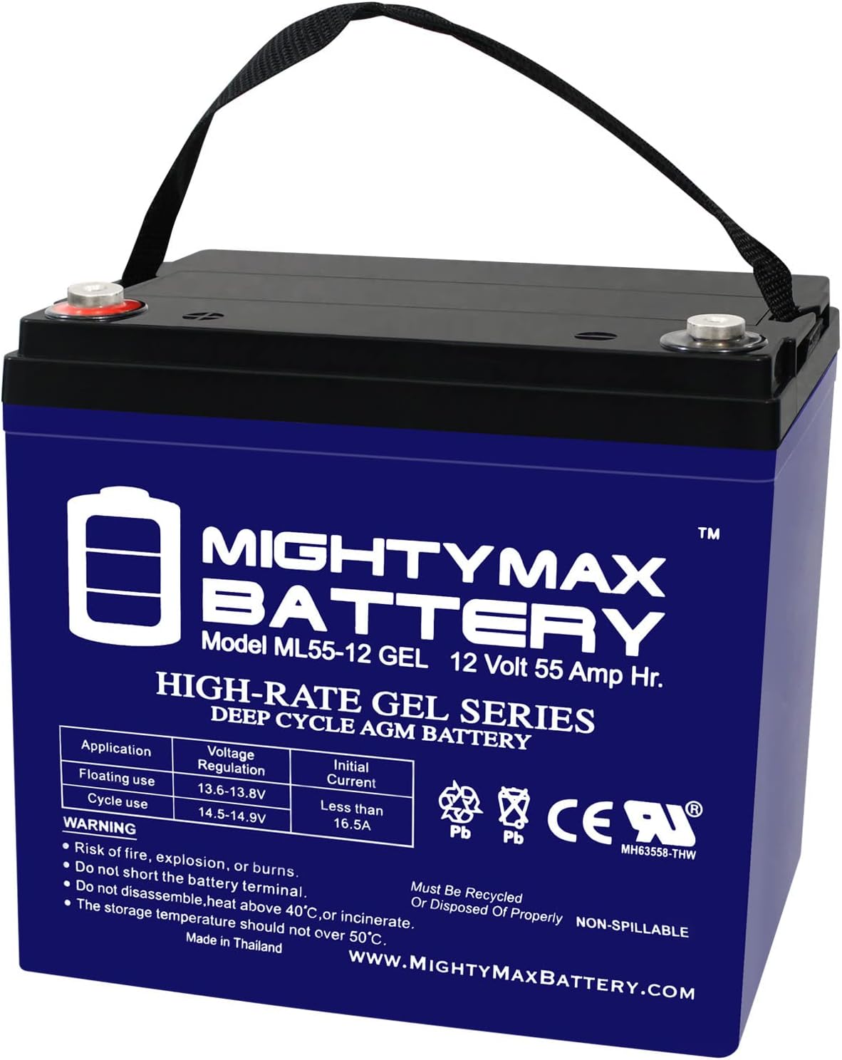 Mighty Max Battery 12V 55AH GEL Battery for Quickie V100, P110, P190 Wheelchairs