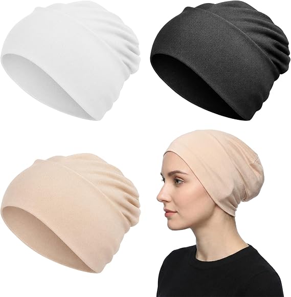 3Pcs Hijab Undercap, Non Slip Hijab Caps, Solid Color Undercap Under Scarf