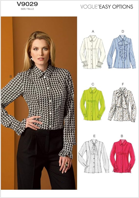 Vogue Patterns V9029F50 Misses' Blouse Sewing Template, Size F5 (16-18-20-22-24)