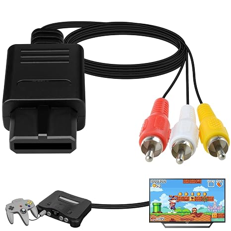 Herfair N64 Video Cable Gamecube AV Cord 6FT Plug & Play Original Quality