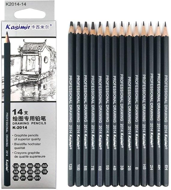 Drawing Pencils 14pcs/set 12B 10B 8B 7B 6B 5B 4B 3B 2B B HB 2H 4H 6H Graphite Sketching Pencils Professional Sketch Pencils Set for Drawing
