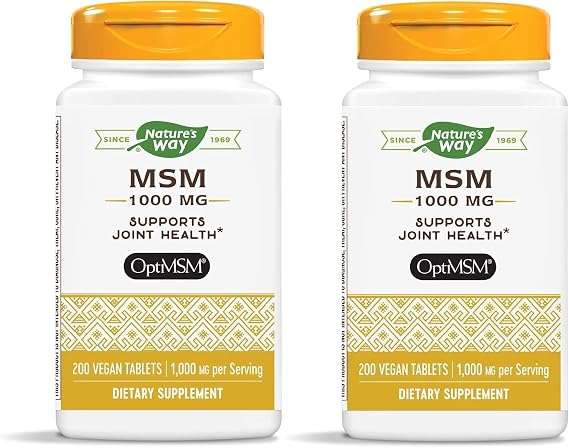 Nature's Way MSM 1000 mg - Joint Health Supplement* - With Methylsulfonylmethane - Gluten-Free & Vegan - 200 Tablets (Pack of 2)