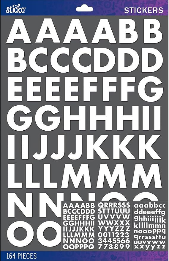 Sticko Sticker Alpha-Futura-Large-Bold-White (164 Pieces) 52-90037