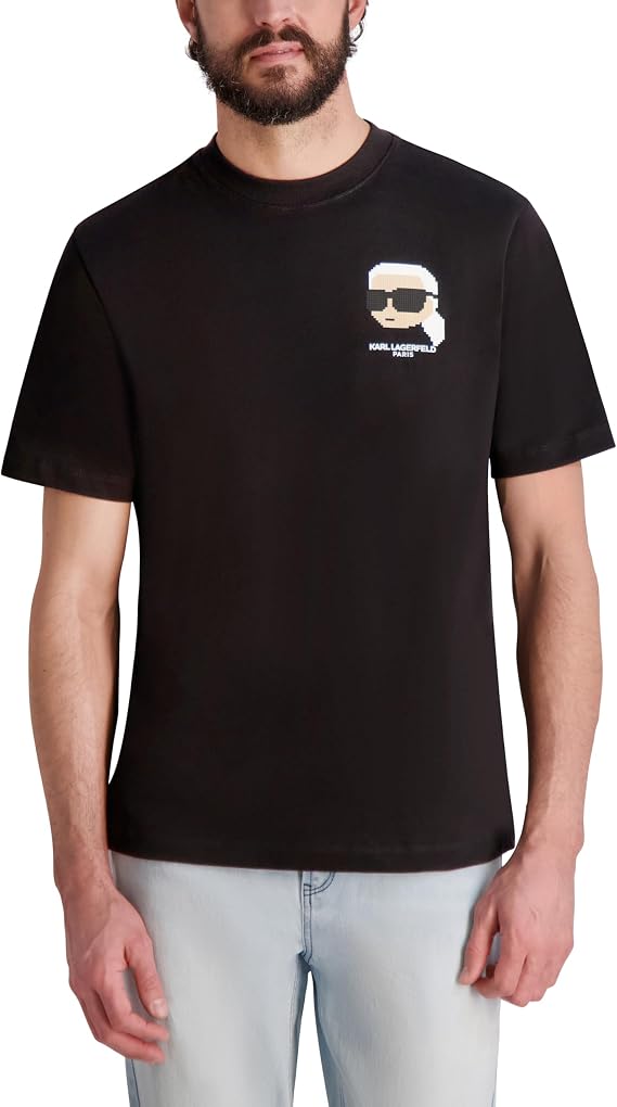 KARL LAGERFELD Men's Short Sleeve Logo Crewneck Graphic Design T-Shirt