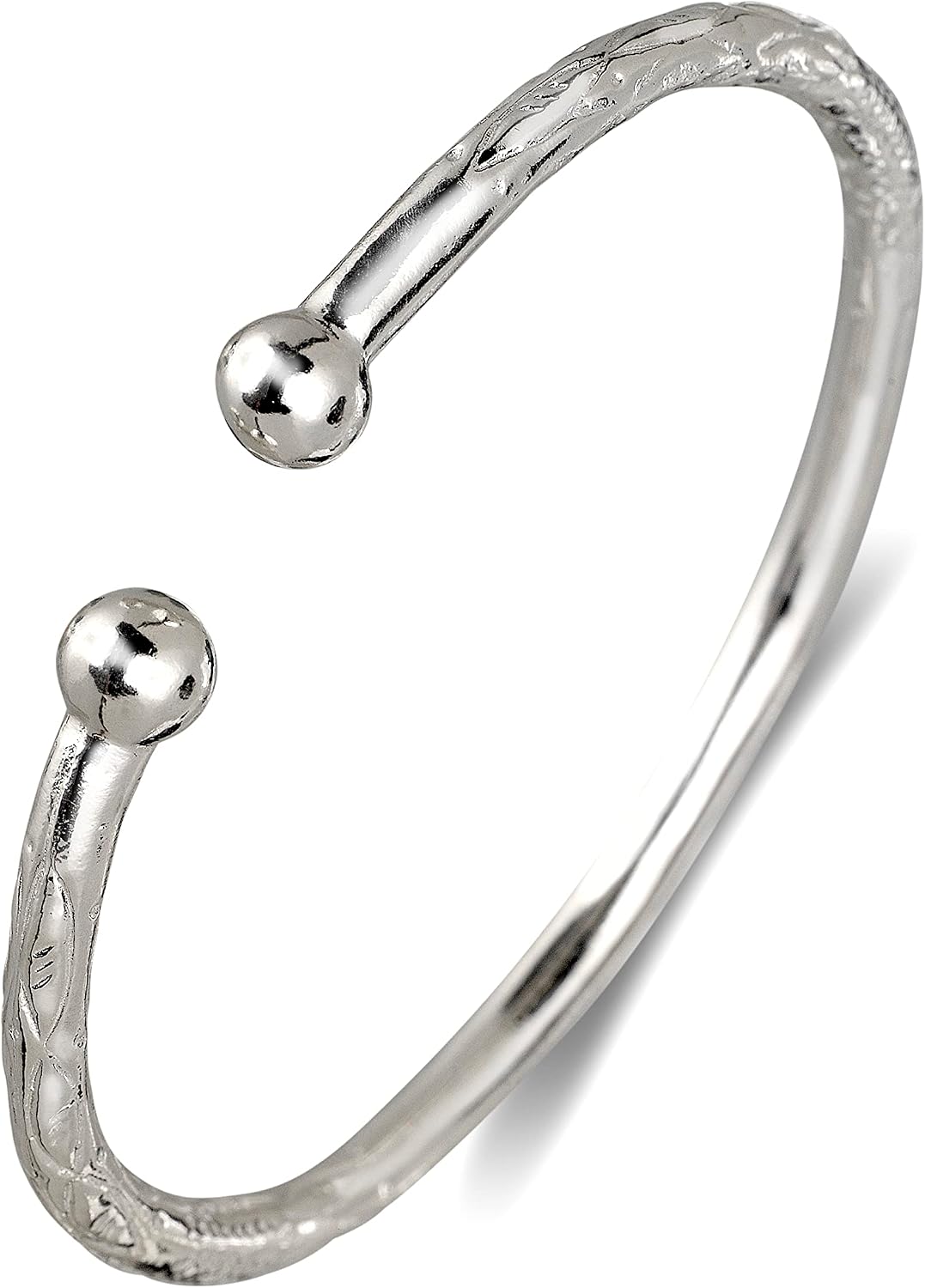 Ball Solid .925 Sterling Silver Thick West Indian Bangle, 1 piece