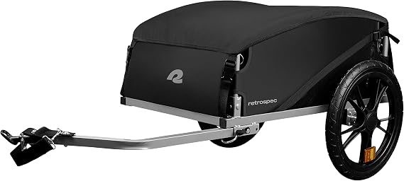 Retrospec Rover Hauler Bike Cargo Trailer - Foldable Frame with Weather-Resistant Fabric & 80lb Capacity - Universal Bike Trailer for 20-29in Wheels - Includes Safety Flag & D-Ring Anchors