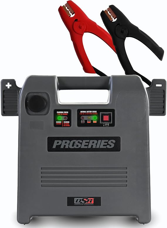 Schumacher Electric Car Battery Jump Starter & Portable Power Station - 1800 Peak Amps - 12V DC Power Outlet - with Overload & Short-Circuit Protection & Jumper Cables - DSR119 | DSR Pro-Grade 1800A AGM Powered 12V DC Portable Power Auto, RV, Farming, and Heavy-Duty Truck Batteries