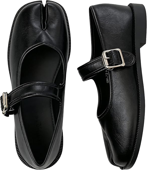 Tabi Flats Shoes for Women Rounde Toe Wide Width Split Toe Low Heel Comfortable Flats Tabi Shoes