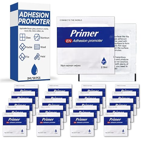 20 Pcs Adhesion Promoter for Plastic, Professional Adhesive Promoter, Metal, Plastic Adhesion Promoter Enhancing Bond Strength of Double Sided Mounting Tape & Molding Tape