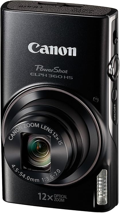 Canon PowerShot ELPH 360 Digital Camera w/ 12x Optical Zoom and Image Stabilization - Wi-Fi & NFC Enabled (Black) | 12x Optical Zoom, Image Stabilization - Wi-Fi, NFC Enabled