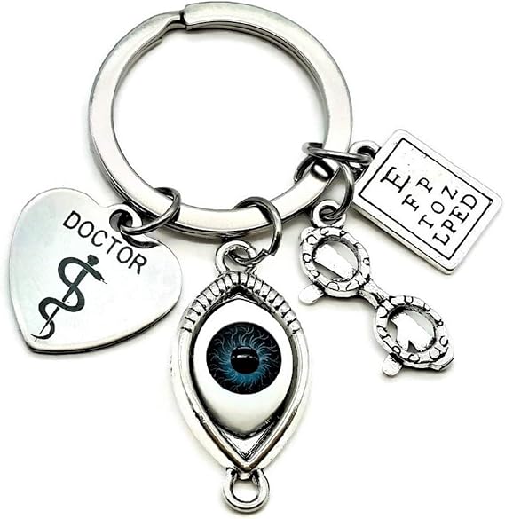 Kit's Kiss Eye Doctor Keychain Ophthalmologist Gift Ophthalmology Optometrist Optometrist Graduation Eye Exam Optician Vision Eyeglasses Charm Keyring