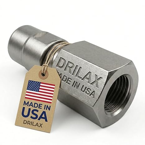 Drilax 5/8"-11 to 1/4" Collet Flapper Adapter Convert Angle Grinder to Die Grinder Fits Carbide Burrs, Flap Wheels, Sanding & Polishing Tools 303 Stainless Steel, Made in USA