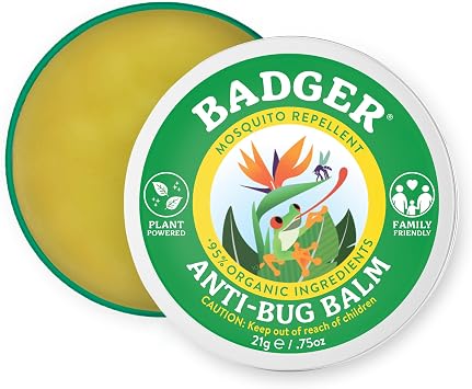Badger Bug Repellent Tin, Organic Deet-Free Mosquito Repellent with Citronella, Family Friendly Pleasant Smelling Insect Repellent, Easy to Use Travel Size, .75 oz Tin
