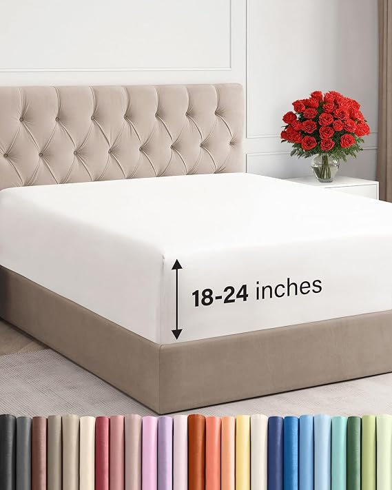 CGK Linens Extra Deep Queen Fitted Sheet Only - Antique White