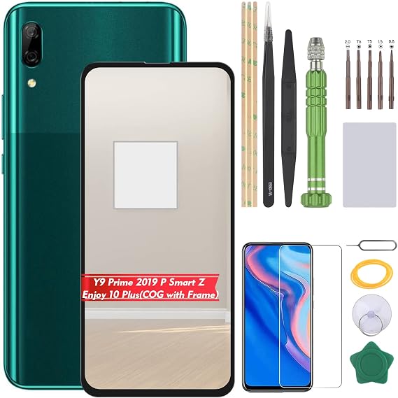 YHX-US Screen Replacement for Huawei Y9 Prime 2019 P Smart Z STK-L21 STK-L22 STK-LX3 LCD Display Touch Screen Digitizer Assembly with Tools (Black+Frame)