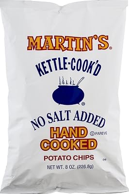 Martins Kettle-Cookd No Salt Added Potato Chips 8 Ounces 3 Bags