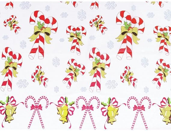 Candy Canes Plastic Tablecloth 54" x 108"