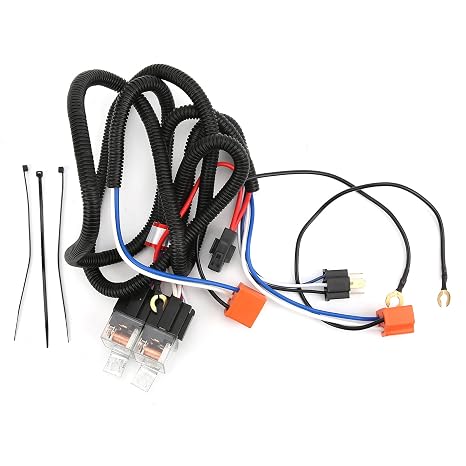 1Set H4 Relay Harness, H4 Headlight Relay Harness H4 Wiring Harness Headlight Relay Kit, DC 12V 80A PE Waterproof Cord Kit Headlamp Brightener, High Heat Resistance Without Hardening