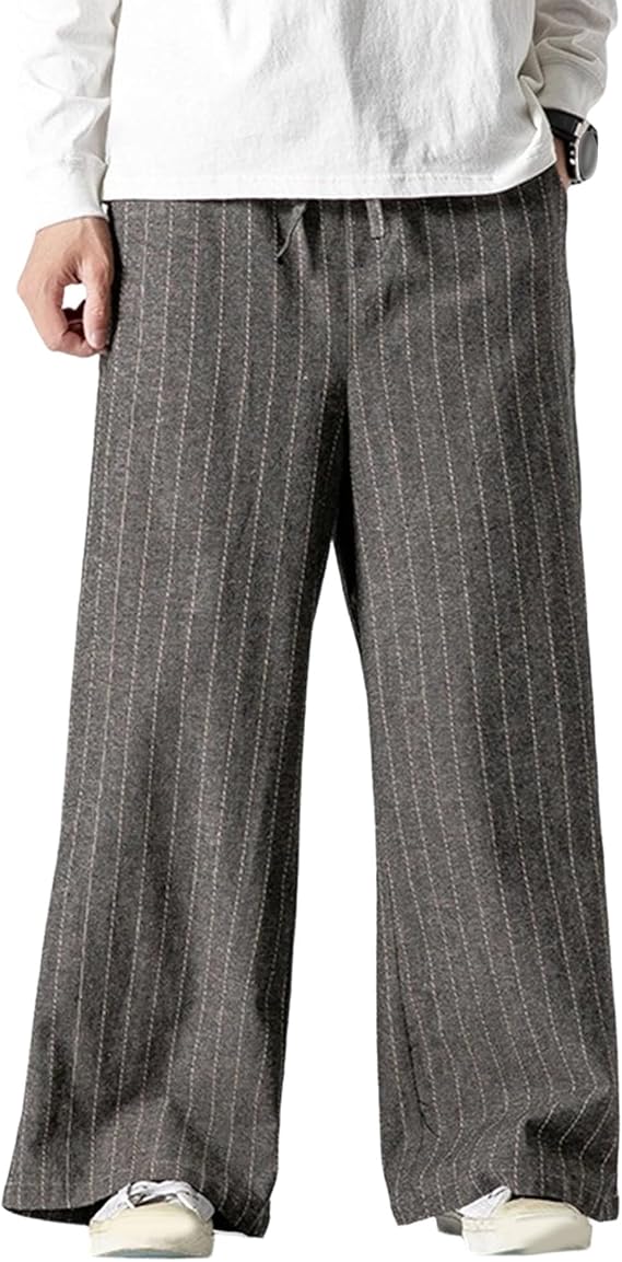 Mens Baggy Sweatpants Japanese Casual Pants Mens Loose Wide Leg Harem Fashion Trousers