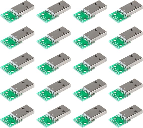 20pcs Type A USB Male to DIP 2.54mm PCB Board Power Supply DIY Adapter Converter Module 4 pin for Arduino