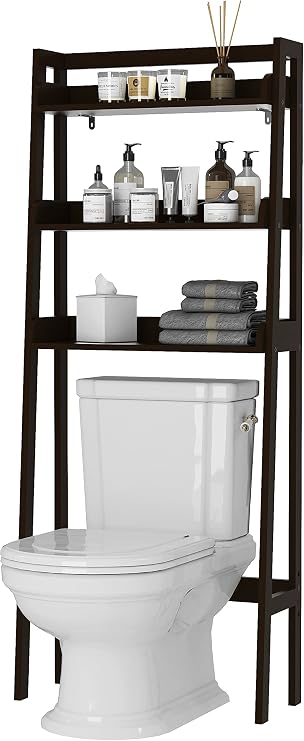 UTEX Over The Toilet Storage Shelf, 3-Tier Bathroom Shelves Over Toilet, Behind Toilet Bathroom Organizer (Espresso)