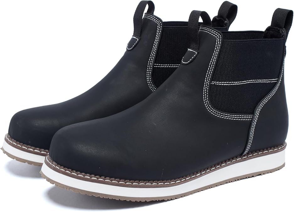 Men's Chelsea Boots Mid Top Slip On Chelsea Boots Outdoor Casual Boots Flat Street Hiking Boots