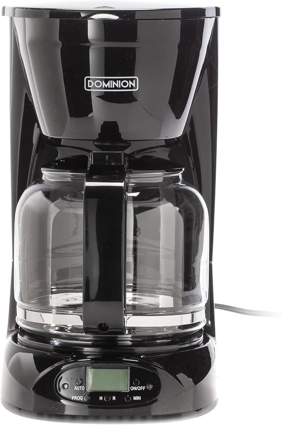 Dominion 15-Cup Deluxe Digital & Programmable Drip Coffee Maker, Auto Keep Warm Function, Anti-Drip System with Permanent Filter and Borosilicate Glass Carafe, One-Touch Operation, Black