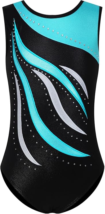 ESHOO Girls Gymnastics Leotards Sparkle Ballet Dance Gymnastics Athletic Leotards Shinning Diamond Embroidered