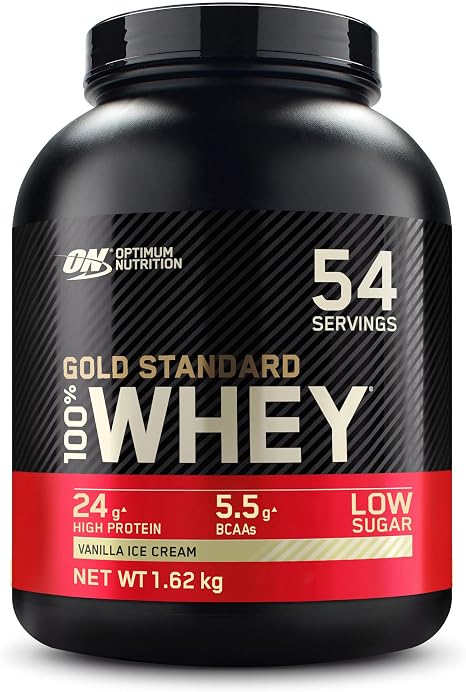 Optimum Nutrition Gold Standard 100% Whey Protein Powder Vanilla Ice Cream Flavour 1.62 kg 54 Servings
