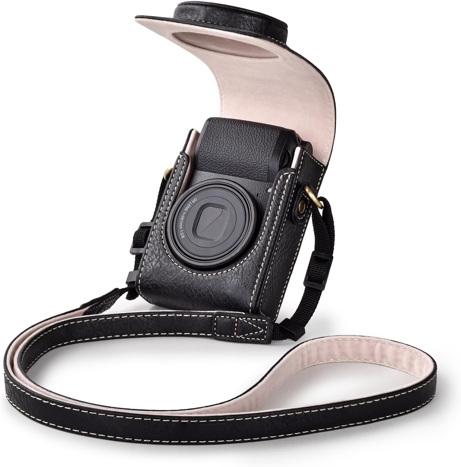 Rieibi Camera Case for Sony ZV1FZV1Ricoh GR IIIxRicoh GR IV III IIFujifilm X-HalfX-HF1Panasonic LX9 LX10 LX15Canon G7X III G7X II  SX740 HS- Camera Bag with Strap - Black Camera not included