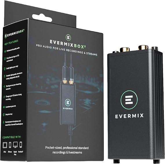 Box 5 DJ Audio Interface - Record and Livestream DJ Sets in High Quality, iOS and Android Compatible, Black