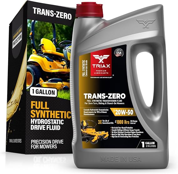 TRIAX Trans-Zero 20W-50 Full Synthetic Hydrostatic Transmission Oil | for Zero-Turn, Riding, and Stand-On Lawn Mowers | Unrivaled Year-Round Protection (1 Gallon)
